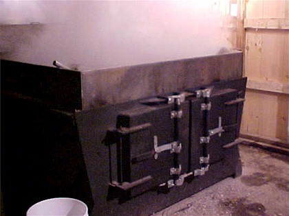 Boiling sap and lots of steam