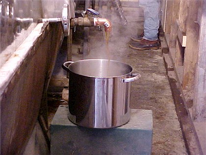 Hot, fresh syrup!